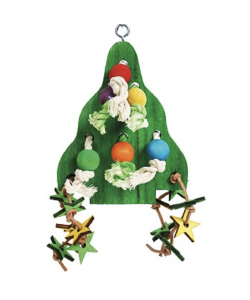 Chunky Wooden Christmas Tree Parrot Toy